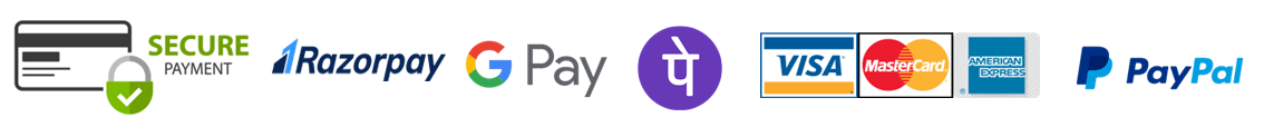 Accepted payments: Razorpay, Google Pay, PhonePe, Visa, Mastercard, American Express, PayPal